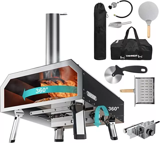 MOPHOTO Outdoor Pizza Oven 13" &16" Multi-Fuel Wood Fired & Gas Pizza Ovens