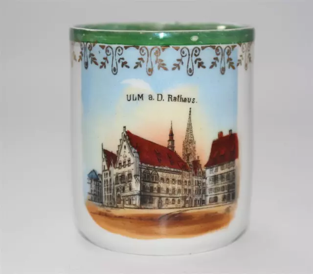 antike Andenken Porzellan Tasse  Ulm a. D. Rathaus ca.1910 #F828