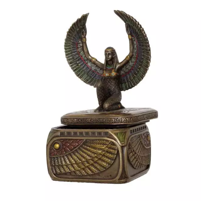 Veronese Isis Trinket Box in Cold Cast Bronze - Egyptian Goddess Statue Decor