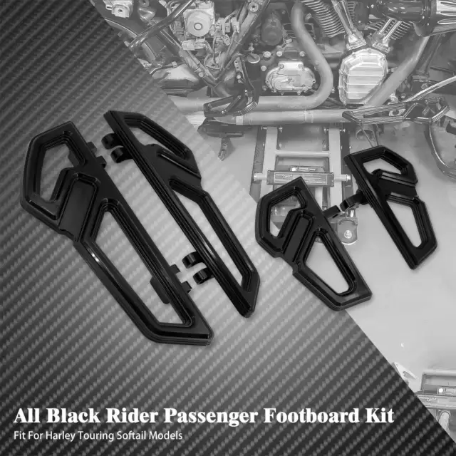 BLACK CNC Front & Rear Footpegs Rider Passenger Footboard Foot Pedal For Harley