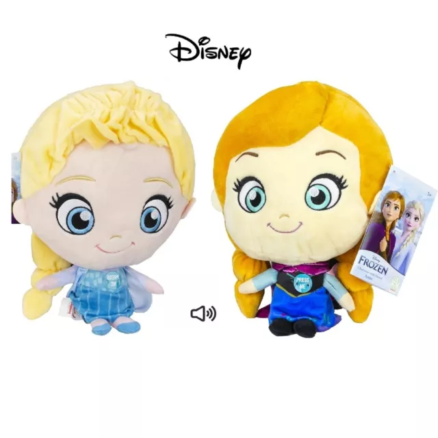 Frozen Anna e Elsa Peluche 27cm Bambola Originale Disney con Suono