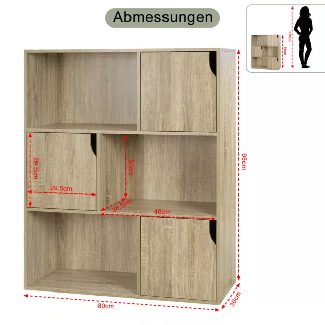 Bücherregal Regal Würfelregal Standregal Bücherschrank Aufbewahrungsregal Eiche 2