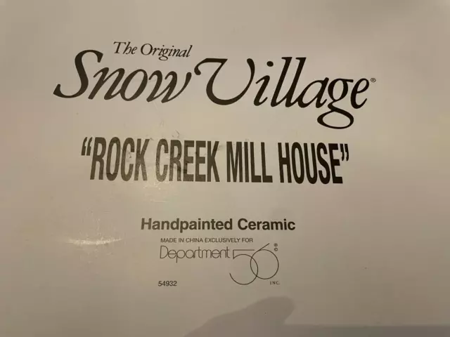 Dept 56 Original Snow Village - Rock Creek Mill House #54932 - NEW