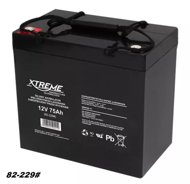 Gel AGM Batterie Xtreme 12V 75Ah zyklenfest Golfcart Rollstuhl Caddy Boot