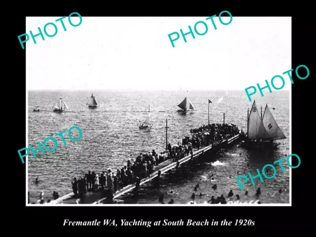 OLD 8x6 HISTORIC PHOTO OF FREMANTLE WA YACHTING AT SOUTH BEACH PIER c1920