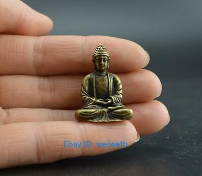 Chinese Collection old Asian pure brass Sakyamuni Buddha small statue