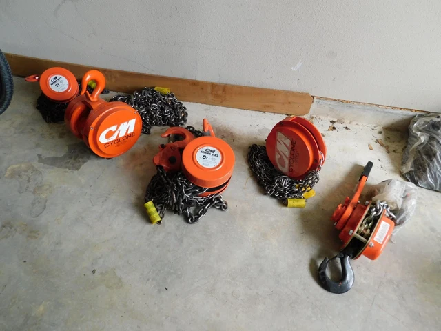 Lot Of 5 Cm Colombus Mckinnon Block Chain Hoist Lever Hoist Come Along 5 Items