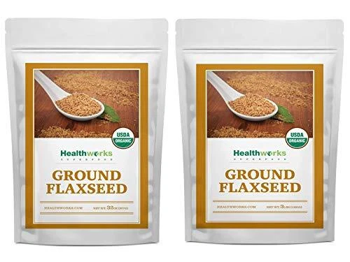 Healthworks Flax Seed Ground Powder Cold Milled Raw Organic 80 Ounces / 5 Pou...