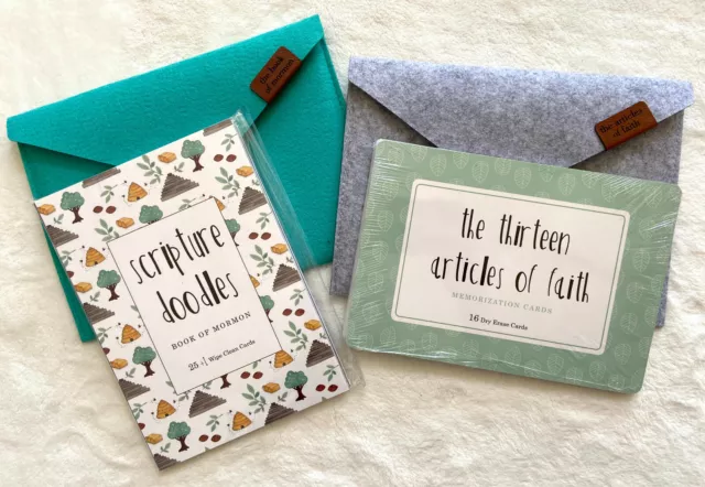 NEW Lot of 2 LDS Kids Activity Cards Book of Mormon Articles of Faith Dry Erase