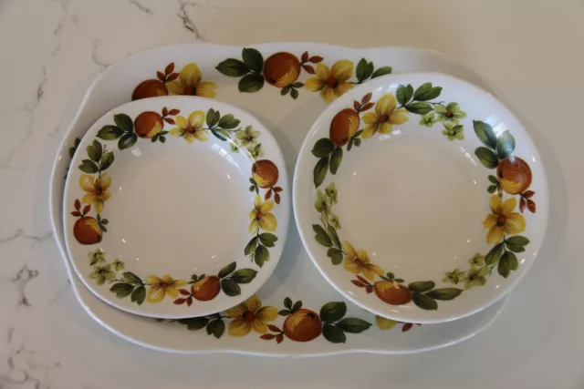 Vintage Alfred Meakin Glo-White Plate & Bowl Set - Sunny Orange and Yellow