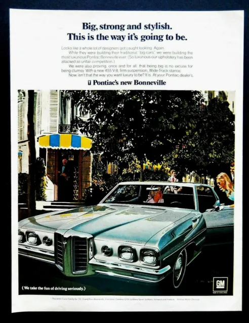 Pontiac Bonneville car ad vintage 1969 AF VK artwork original advertisement