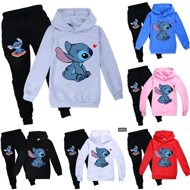 Felpa con cappuccio maglione Ragazzi Ragazze Bambini Vestiti Cutch Lilo Top Pantaloni 2