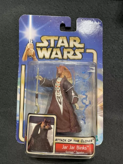 Star Wars attack of the clones -JAR JAR Binks  Gungan senator/ Neu -Hasbro 2002