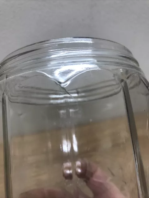 Antique PURITY OATS Hoosier Embossed Jar 6" Glass Canister Missing metal Lid 12