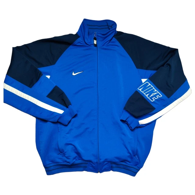NIKE VINTAGE ANNI 90 Rarissima Felpa Zip Uomo Taglia L Blu