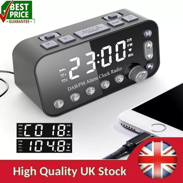 DAB+FM Radio Clock Alarm LED Digital Sleep Bedside Dual Timer Large Display Hot