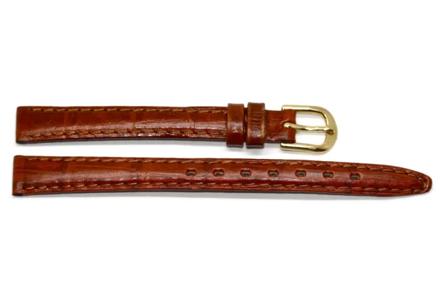 10Mm Brown Padded Tapered Genuine Leather Watch Band Strap