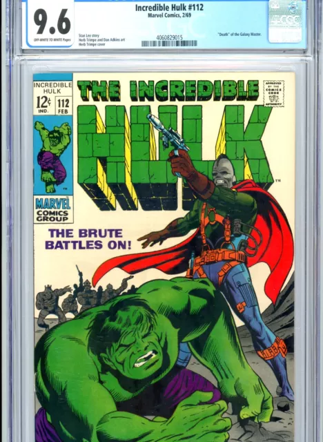 Incredible Hulk #112 CGC 9.6 OW-WP Death of Galaxy Master Marvel Comics 1969