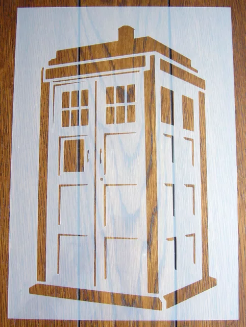 TARDIS Police Box A5 Stencil Reusable PP Sheet for Arts & Crafts, DIY