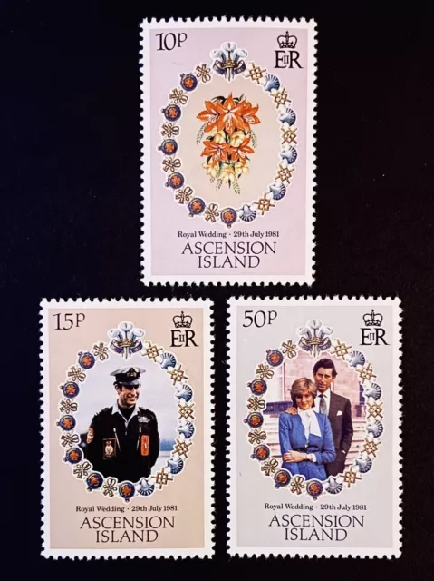 1981 Ascension Island Royal Wedding Charles & Diana - Set of 3 Stamps - Mint MNH