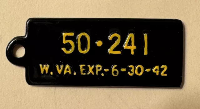 1942 West Virginia Goodrich Keychain License Plate Tag Fob 50-241