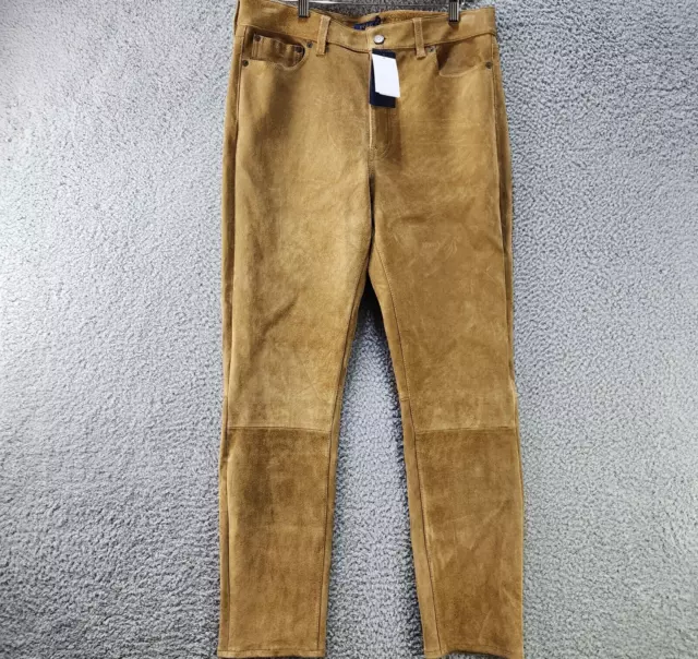 Polo Ralph Lauren Suede Skinny Pants Women's 12 Khaki Belt Loops 5 Pockets