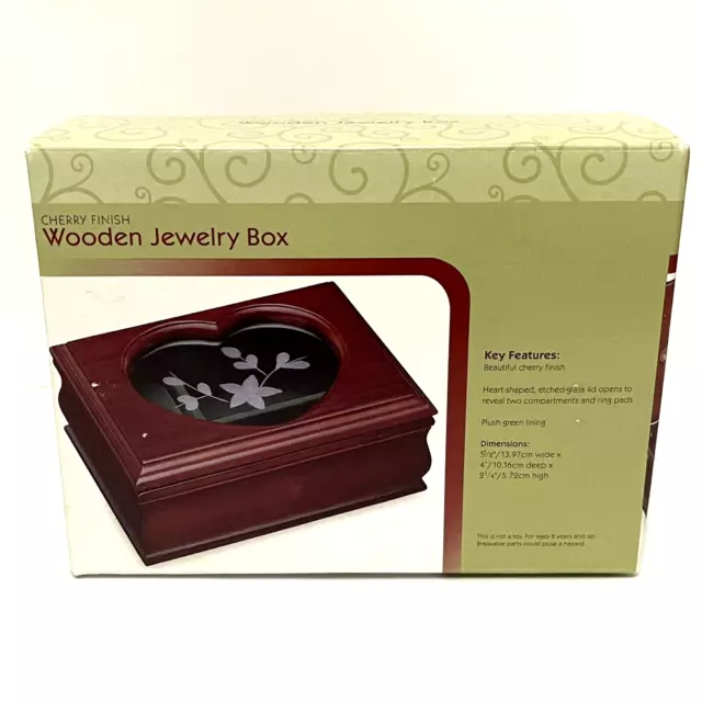 Wooden Jewelry Box - Cherry Finish - New In Original Packaging / Original Box