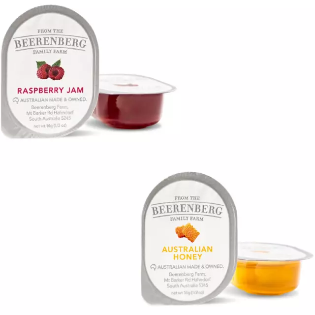 BULK LOT 40 x Beerenberg Mixed Jams Honey, Raspberry 14G| Bnb Supplies