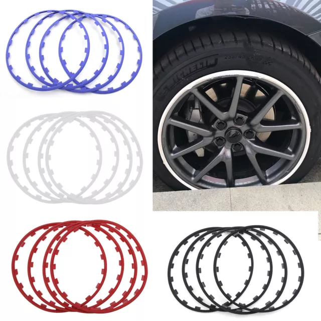 4pcs Set 16-20 Inch Car Wheel Hub Rim Trim Tire Ring Guard Strip Protector Decor