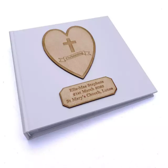 Personalised Christening Day Photo Album Keepsake Gift Boxed Wood Engraved