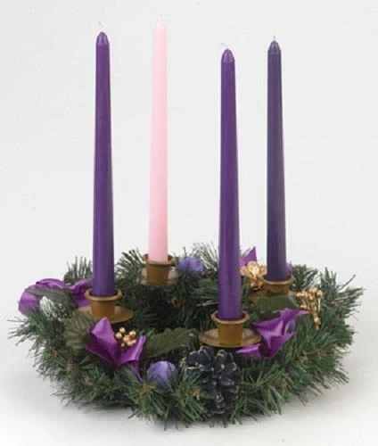 Advent Wreath Candle Holder Centerpiece Purple Ribbons with Advent Candles