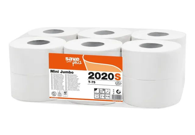 [12 Rouleaux] Papier -toilette Save Mini Jumbo De 1000 Déchirures Celtex Bain Wc