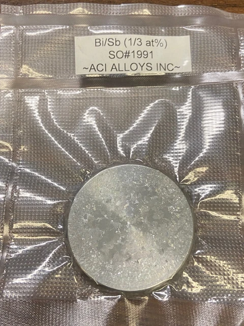 Bi/Sb sputter target, 1:3 atomic, 99.99% pure, 2" diameter x 0.25" thick