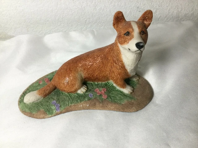 1985 Earl Sherwan Charmstone Orange/White Dog Sitting Figurine - FREE SHIPPING