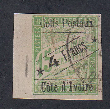 Timbre COTE D'IVOIRE colis postaux n°9b - signé cote 600 Euros - lartdesgents.fr
