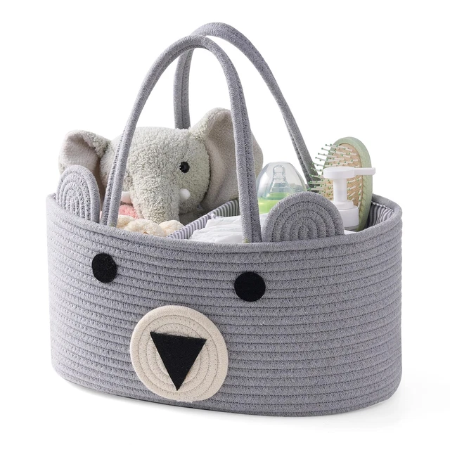 InfiBay Baby Diaper Caddy Organizer, Large Cotton Rope Nursery Baby Shower