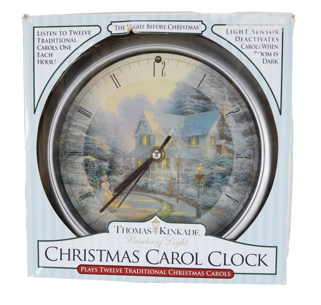 THOMAS KINKADE CHRISTMAS Carol Clock * Plays 12 Carols * VG * With Box