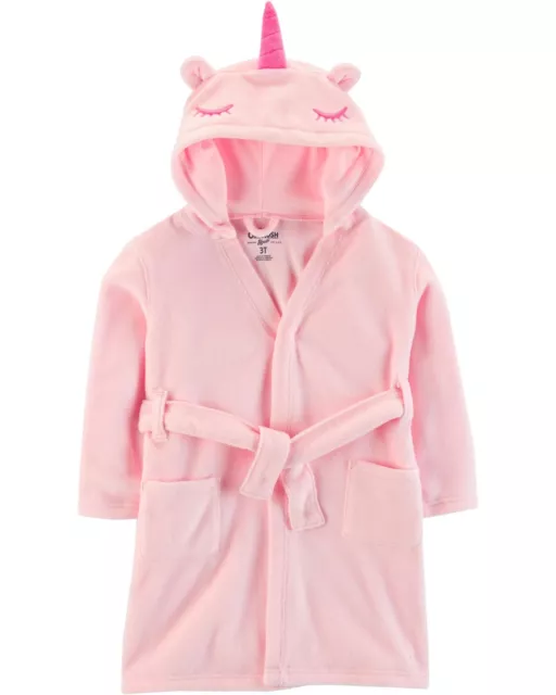 OshKosh B'gosh Fleece Pink Hooded Unicorn Robe Toddler 5T NEW