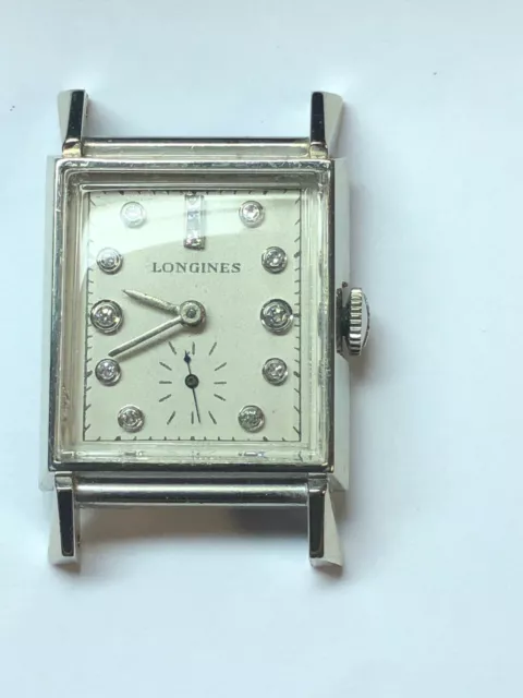 Longines Diamond Face Wrist Watch 14k White Gold  Manual Wind Stem Set 7.9DWT