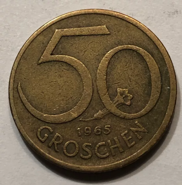 Austria 50 Groschen Coin 1965 Second Republic