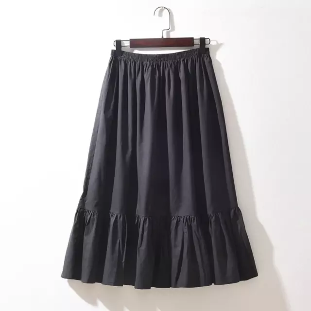 Lady Cotton Ruffles Petticoat Skirt Half Slip Midi Basic A-line Underskirt Soft