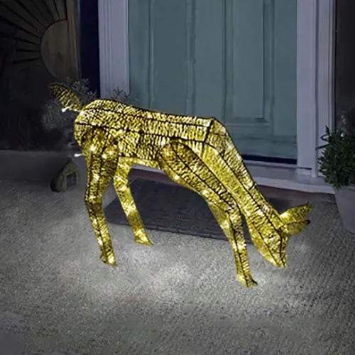 Illumina renne oro decorazioni natalizie da esterno grande giardino LED Doe 60 cm