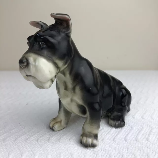 Vintage Lefton Schnauzer Japan Ceramic Dog Sitting Puppy Ceramic Figurine 4.5"