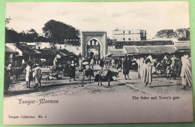Tangier Morocco  Vintage Postcard Undivided Back Soko & Towns Gate