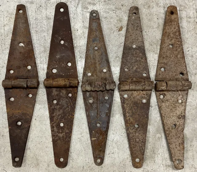 5 Vintage Rustic Strap Barn Door Hinges ~ 12” Heavy Duty Iron Steel