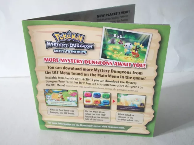 Pokemon Mystery Dungeon Gates to Infinity Insert Only NO GAME Nintendo 3DS Promo