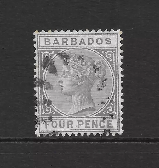 BARBADOS SCOTT 64 USED FINE - 1882 4p SLATE ISSUE - QUEEN VICTORIA