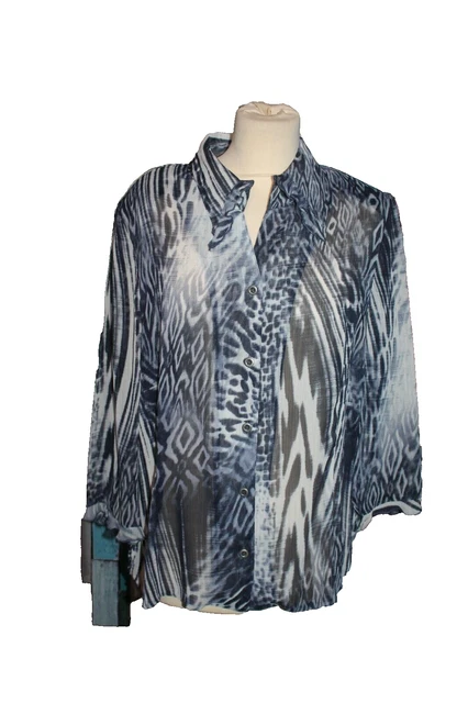 Chemisier En Voile CHRISTINE LAURE Manches Longues Multicolore - Taille 42 - Occasion Très Bon état