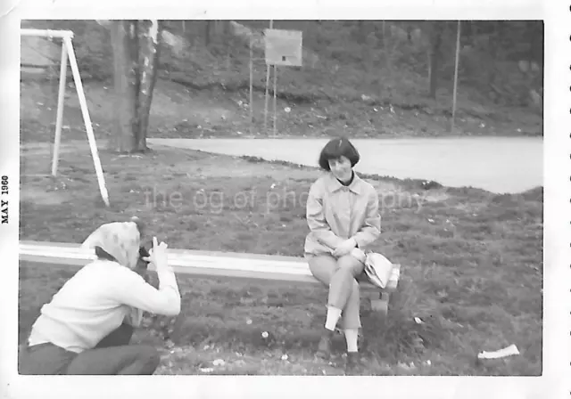 AN AMERICAN WOMAN FROM HUNGARY Vintage FOUND PHOTO Black+White ORIGINAL 37 40 P