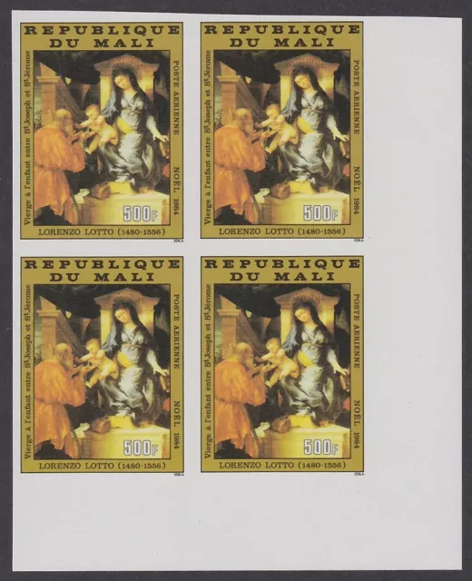 Lotto Mali ""Vergine col Bambino"" blocco Natale imperfetto di 4 1984 nuovo nuovo di zecca taglia #1059